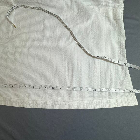 CROWN & IVY XL White Seersucker Stripe Cotton Bow Short Sleeve Preppy Top - Picture 5 of 5